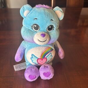 10" Care Bears Dream Bright Bear Rainbow Heart Wings Purple Blue Plush Toy